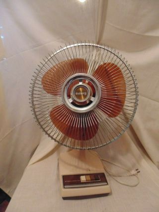 Vintage Galaxy 12 " Oscillating Fan Brown Blades 80 