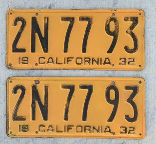 1932 California License Plates Set Of 2