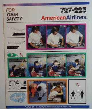 American Airlines - 727 - 223 Safety Card 1980 