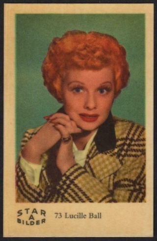 Lucille Ball - 1962 Vintage Swedish Star Bilder A Movie Star Gum Card 73