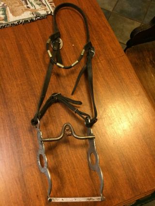 Vintage Western Headstall With Silver And Handmade Curb Bit