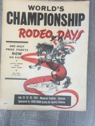 True Vintage 1952 Rodeo Poster Ad Cowboy Bronc