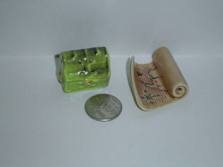 Vintage Arcadia Mini Miniature Salt And Pepper Shakers Treasure Chest & Map