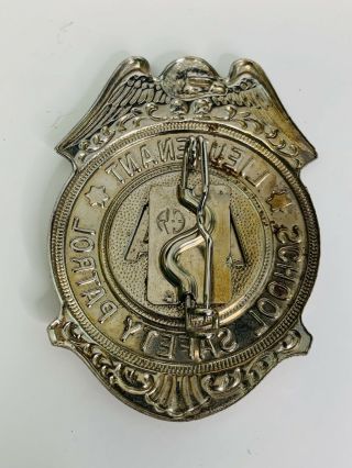 VINTAGE RARE 1950 ' s SCHOOL SAFETY PATROL AAA LIEUTENANT RED & SILVER BADGE 2