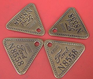 4 Matching Tool Check Brass Tags: Ford River Rouge Mi Automotive Factory; Early