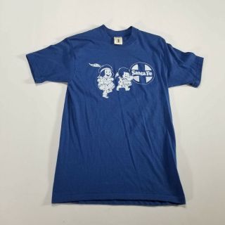 Vtg 1950s/60s Santa Fe Railroad Indian Boy Band Blue Graphic T Shirt Medium Usa