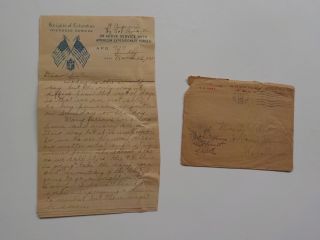 Wwi Letter 1919 9th Division France 120th Field Artillery Hebron Illinois Ww1