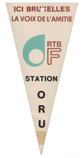 Vintage Qsl Pennant Radio Brussels Belgium Wimpel Fanion Banderin
