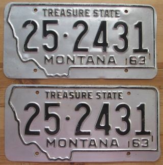 Montana 1963 Madison County License Plate Pair - Quality 25 - 2431