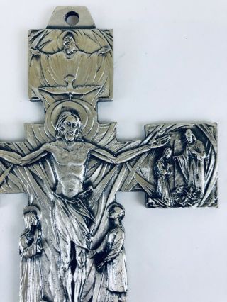 Pewter Wall Cross Duc In Altum Bas Relief Scenes of Christ’s Birth Ascension 2