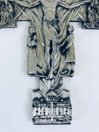 Pewter Wall Cross Duc In Altum Bas Relief Scenes of Christ’s Birth Ascension 3
