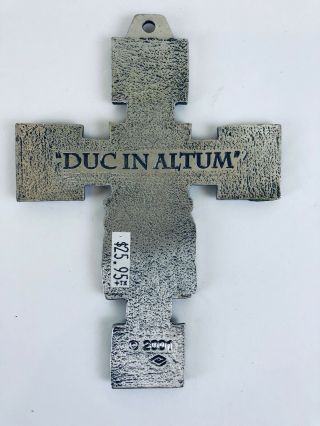 Pewter Wall Cross Duc In Altum Bas Relief Scenes of Christ’s Birth Ascension 5
