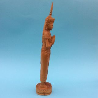 FIGURINE FINE WOOD CARVING PRAYING WOMAN Bali Thai Beauty Handcrafted EXQUISITE 2
