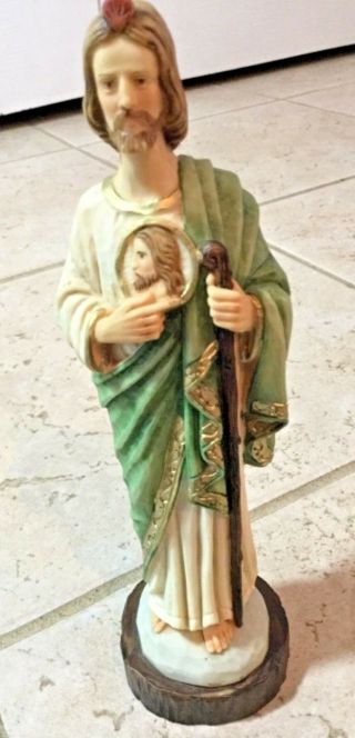 Vintage Catholic Christian Statue Hand Painted Figure By Pasquini Italy St Jude