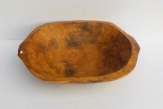 Mexican Hand Carved Heavy Thick Wooden Deep Serving Bowl W Handles " Q "