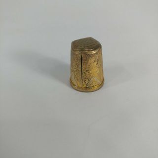 Vintage Gold Tone Metal Collectable Thimble