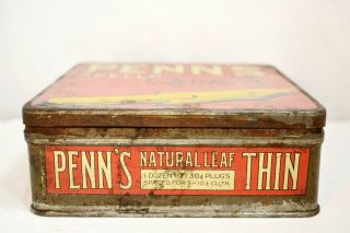 Vintage PENN ' S Quality Cigar Natural Leaf Thin Tobacco Tin 2