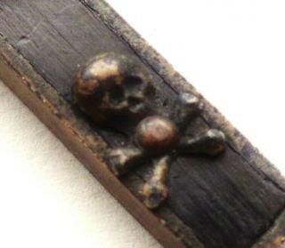 Golgotha Skull Decor - Large Antique Bronze & Ebony Wood Crucifix Pendant