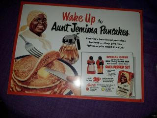 Aunt Jemima Pancakes Tin Sign Big Vtg Looking Sign
