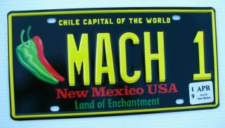 Award Winning Chile Capital Vanity License Plate " Mach 1 " Mustang Ford Shelby