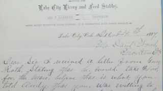 1887 Lake City Colorado Lake City Livery - Feed Stable - Dave Wood Freighter Letter