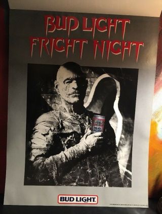 1985 Vintage Fright Night Bud Light Halloween Mummy Poster