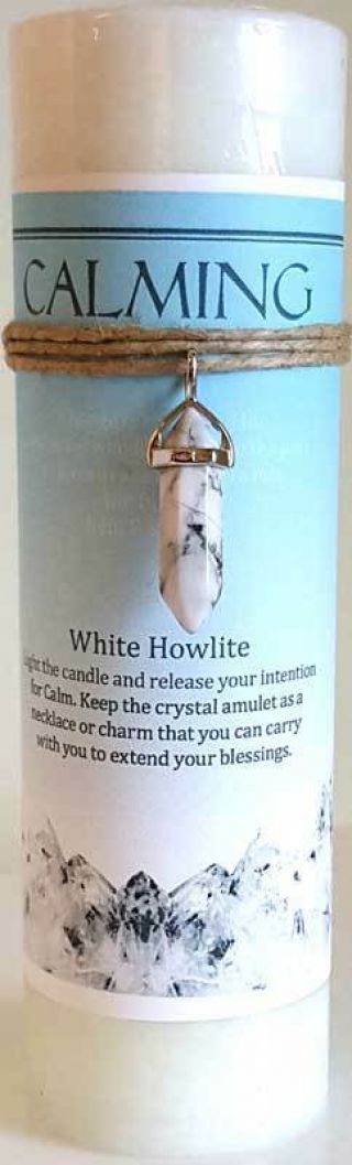 Calming Pillar Candle With White Howlite Pendant Wiccan Pagan Witchcraft