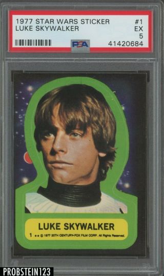 1977 Topps Star Wars Sticker 1 Luke Skywalker Psa 5 Ex