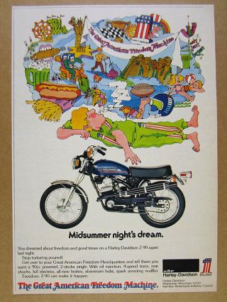 1973 Harley - Davidson Z - 90 Z90 Motorcycle Color Photo Vintage Print Ad