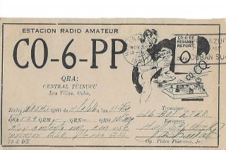 1946 Co6pp Las Villas Cuba Qsl Radio Card.