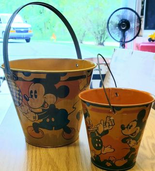 Walt Disney 1930s Mickey mouse toy sand pails 2 sizes Happynak seaside England 5