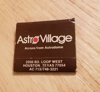 Vintage Matchbook Astro Village Across From Astrodome Houston Texas Astros Rare