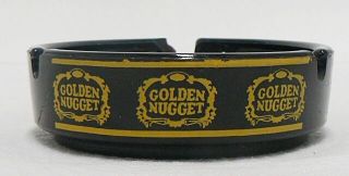 Black Glass Ash Tray Advertising Golden Nugget Casino Las Vegas