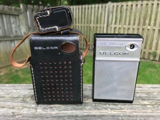Vintage Belcor At - 1001 8 - Transistor Am Pocket Radio With Case