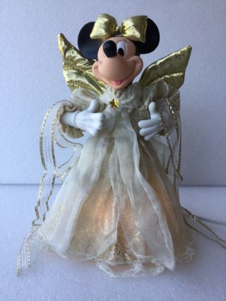 Vintage Disney Minnie Mouse Angel Animated Christmas Tree Topper Figurine,  Euc
