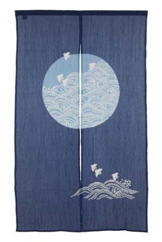 Noren Japanese Door Curtain Tapestry Nami Chidori 85 X 150cm