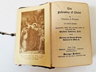 Vintage Prayer Book The Following Of Christ Thomas A Kempis 1895 W/rosary France