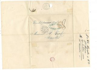 1864 Stampless Folded Cover,  Martinique,  St.  Pierre,  Oval Corner Marking