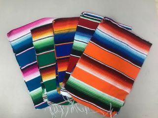 1 Piece Sarape Mexican Blanket,  Saltillo 81 X 14 Inches,  Assorted Colors,  Fiesta