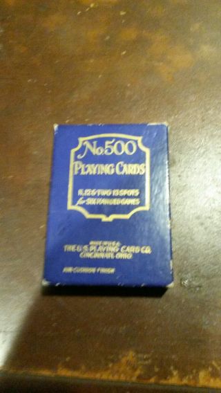 No 500 Playing Cards Blue Box Us 11 12 13 Six Handed Game Still Vintage
