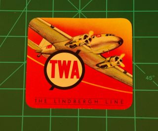 Vintage Airline Luggage Label Twa The Lindbergh Line Airplane Prop Plane