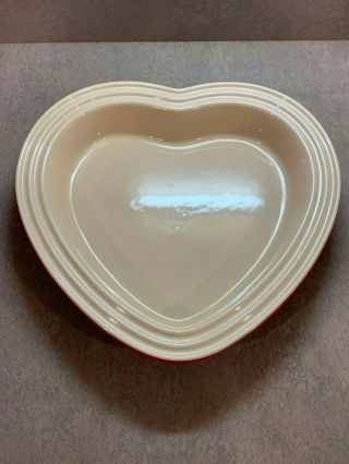 Le Creuset Cerise Red Heart Shaped Stoneware Baking Dish 2.  5 Qt No Lid