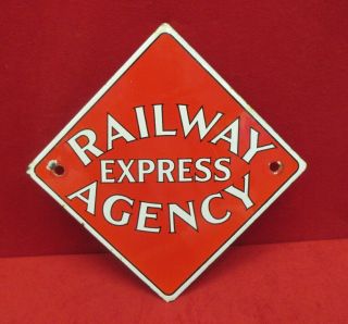 Railway Express Agency Porcelain Sign Rea Railroad Train 1950 