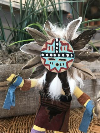 Sun Face Dancer Kachina Native American Tribal Doll 7 In Tall Signed E.  Willie