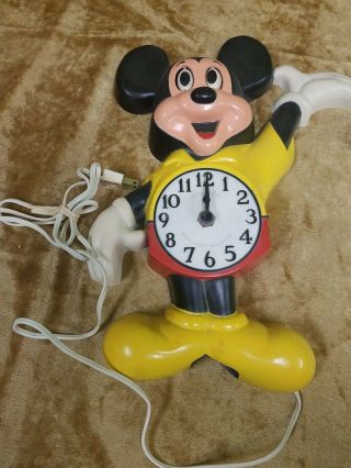 Rare Vintage Mickey Mouse Wall Clock Welby By Elgin Eyes Move Parts