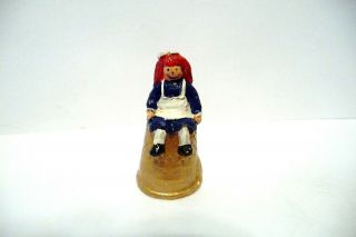 Thimble Handpainted & Crafted Wood Tnt Topper Of Raggedy Ann