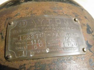 Antique Vintage Dayton Small Electric Fan Motor 1/4 HP.  Great Old 5