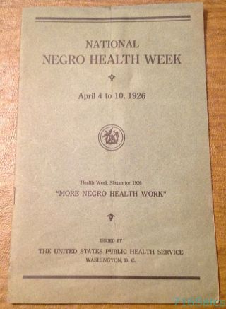 Rare 1926 National Negro Health Week 24pp Booklet By Us Public Health Service