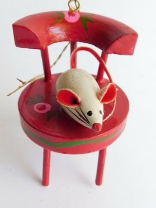 Vintage Kurt Adler Mouse On A Red Chair Christmas Ornament