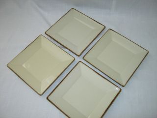 Set Of 4 Pottery Barn Cream Color Asian? 6 " Square Appetizer/dessert Plates Nwot